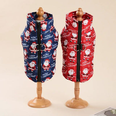 Winter Dog Clothes - Christmas Santa Print Jacket for Small Dogs & Cats