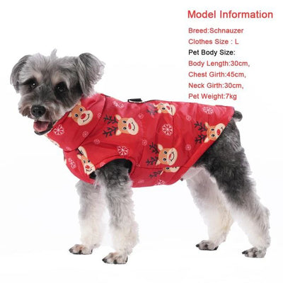 Winter Dog Clothes - Christmas Santa Print Jacket for Small Dogs & Cats