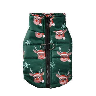 Winter Dog Clothes - Christmas Santa Print Jacket for Small Dogs & Cats