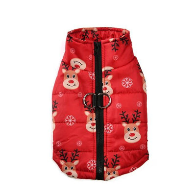 Winter Dog Clothes - Christmas Santa Print Jacket for Small Dogs & Cats