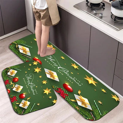 Christmas Kitchen Floor Mat - Washable Doormat for Party & Home Decor