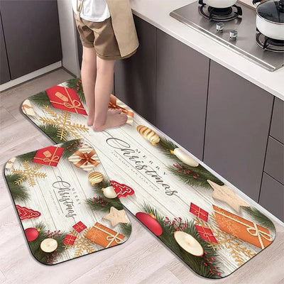 Christmas Kitchen Floor Mat - Washable Doormat for Party & Home Decor