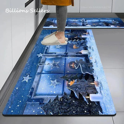 Christmas Kitchen Floor Mat - Washable Doormat for Party & Home Decor