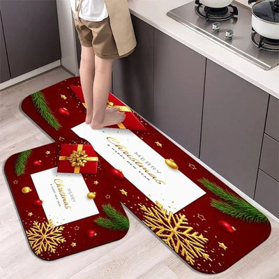 Christmas Kitchen Floor Mat - Washable Doormat for Party & Home Decor