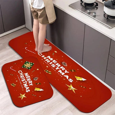 Christmas Kitchen Floor Mat - Washable Doormat for Party & Home Decor