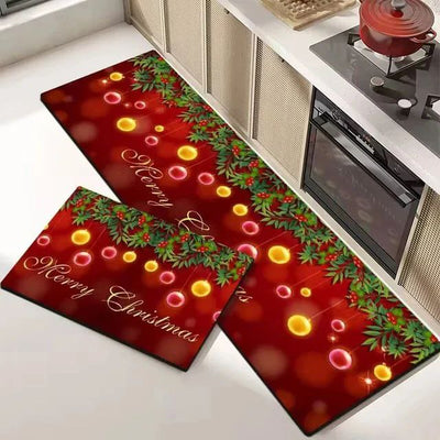 Christmas Kitchen Floor Mat - Washable Doormat for Party & Home Decor