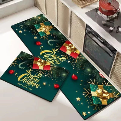 Christmas Kitchen Floor Mat - Washable Doormat for Party & Home Decor