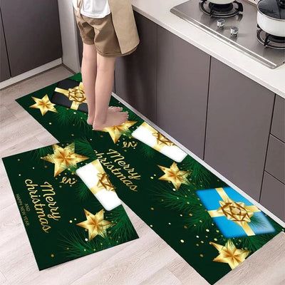 Christmas Kitchen Floor Mat - Washable Doormat for Party & Home Decor