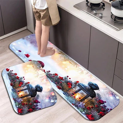 Christmas Kitchen Floor Mat - Washable Doormat for Party & Home Decor