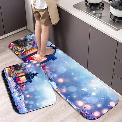 Christmas Kitchen Floor Mat - Washable Doormat for Party & Home Decor