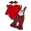 Toddler Girl Christmas Outfit Cute Long Sleeve Romper with Plaid Santa