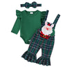 Toddler Girl Christmas Outfit Cute Long Sleeve Romper with Plaid Santa