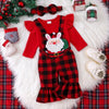 Toddler Girl Christmas Outfit Cute Long Sleeve Romper with Plaid Santa