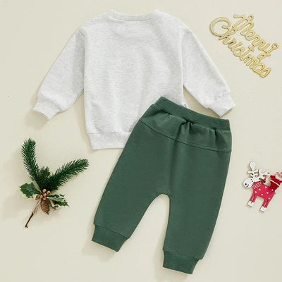 Baby Boy Christmas Outfit - Sweatshirt & Reindeer Truck Pants Set (0-36 Months)