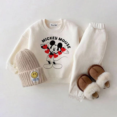 Autumn & Winter Baby Outfit - Disney Mickey Mouse Fleece Clothes Set for Boys & Girls