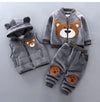 2023 Winter Baby Clothes Set - Hooded Cartoon Bear 3-Piece Outfit for Boys & Girls (0-5Y)