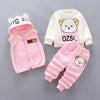 2023 Winter Baby Clothes Set - Hooded Cartoon Bear 3-Piece Outfit for Boys & Girls (0-5Y)