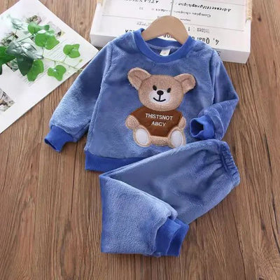 2023 Winter Baby Clothes Set - Hooded Cartoon Bear 3-Piece Outfit for Boys & Girls (0-5Y)